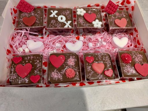 Valentine's Day themed brownie dessert cups 